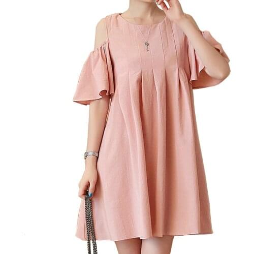 2018 Summer Off Shoulder Maternity Dress Flouncing Sleeves Vestidos Solid Color Plus Size Pregnancy Clothes For Pregnant Women