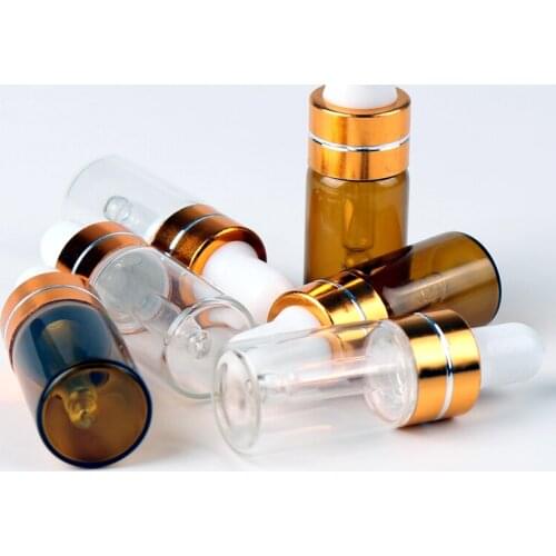 3ml Empty Dropper Bottle Amber Brown Glass bottle for Essential Oil Aromatherapy Liquid Massage Pipette Refillable Drop Bottles