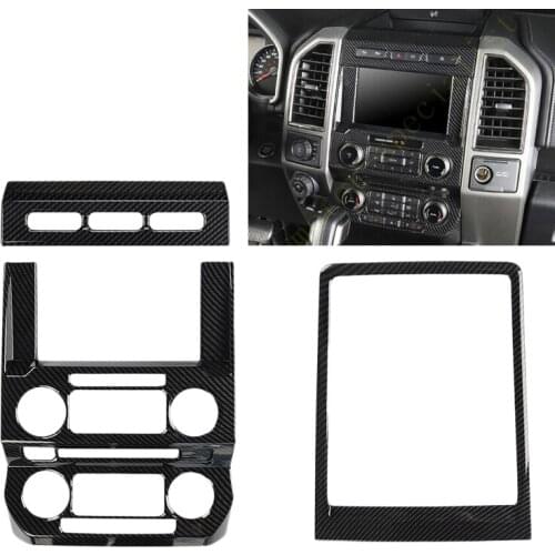 3Pcs/Set ABS Carbon Fiber Texture Dashboard Center Console GPS Trim Frame Cover fit for Ford F150 F-150 2017 2018 2019 2020 LHD