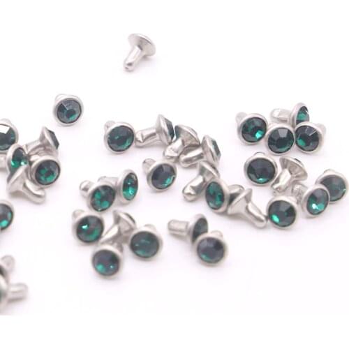 30-200Sets 6mm Color Crystal Rhinestone Rivets Diamante Studs DIY Crafts Clothing Leather Decor Rebite Spikes Tubular Drill Nail
