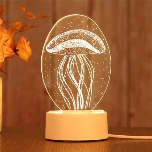 3D Table LED Night Lights Jellyfish Owl Night Light ABS+Resin Multi-design Lamp for Children Kids Bedroom Decoration