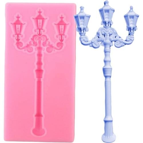 3D Street Lamp Cupcake Topper Mould Fondant Cake Decorating Tools Baking Silicone Molds Party Chocolate Candy Polymer Clay Mould