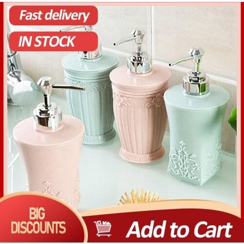 Soap Dispenser 400ml Liquid Soap Dispenser Liquid Jar Pump Bottle Shampoo Carved Container