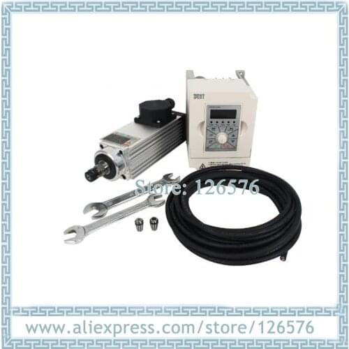 Air Cooled Spindle Motor 700w ER11 18000RPM square shape + 1.5KW VFD Inverter + 10 meter cable + wrench