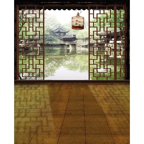 Lake Chinese Traditional House Photography Backdrops Photo Props Studio Background 5x7ft