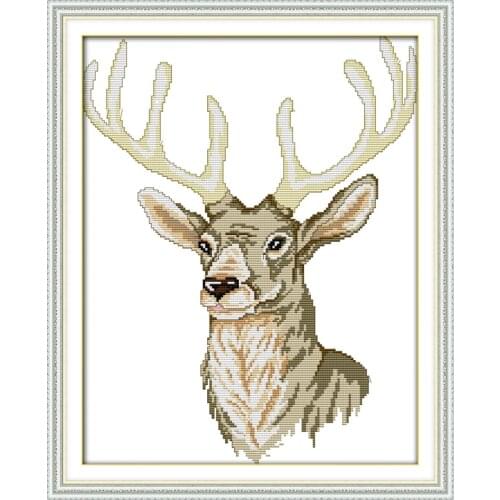Joy Sunday Antler Needlework Cross Stitch Set Embroidery Kit DIY Handmade 14CT 11CT Precise Printed Cross-Stitching