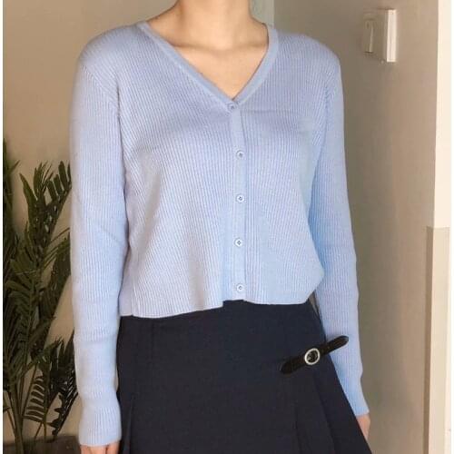 UNUTH Girls Soft Cotton Cardigan 2021 Spring-Autumn Fashion Ladies V-Neck Knitted Sweaters Vintage Women Chic Knitwear Sweet