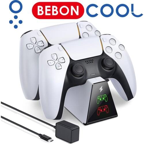 BEBONCOOL PS5 Controller Charging Station 2-3 Hour Fast Charging Type-C Dock Compatible with Playstation 5 DualSense Controller