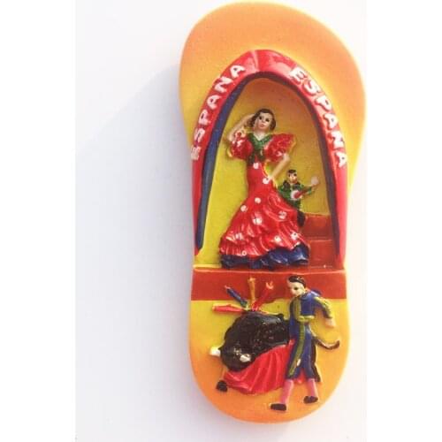 Creative magnetic refrigerator magnet Spanish national quintessence bullfighting flamenco dance flip flops tourism souvenir
