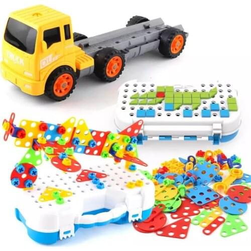 Drilling Screw Creative Mosaic Puzzle Toys For Children Building Bricks City Technical Electric Drill Set Boys Educational Toys