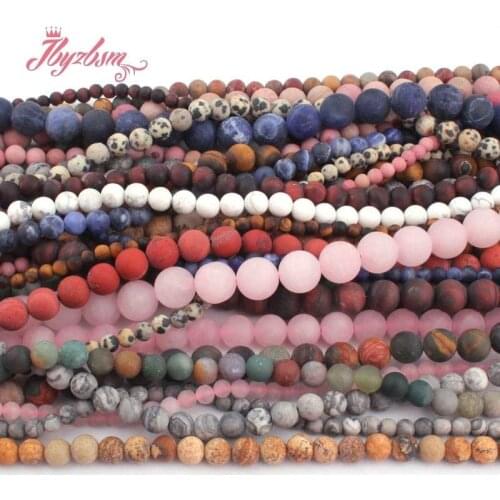 Frost Matte Round Beads Quartz Agates Jaspers Natural Stone Beads For DIY Necklace Bracelets Jewelry Making 15" Free Shipping