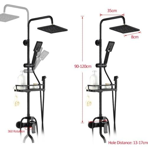 Vidric Vidric Matte Black Shower Faucet Set 4-way Shower With Commodity Shelf Bidet Spray Swivel Tub Spout 4-way Mixer Tap Bath