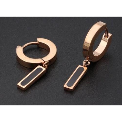 Article 47 Trendy Brief Titanium Stainless Steel Colors Plated Men Earring Drop Earrings For Women Classic Jewelry