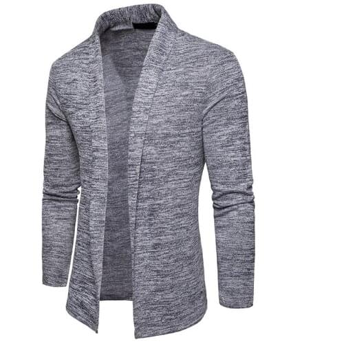 Hot Korean version Mens solid color large size male long sleeve lapel shawl knit cardigan men Fashion sweater cardigan S-XXL