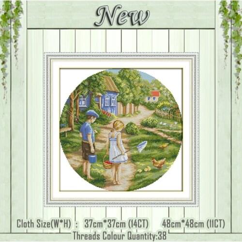 Childhood sweethearts diy painting counted print on the canvas DMC 11CT 14CT kit chinese Cross Stitch embroidery needlework Sets