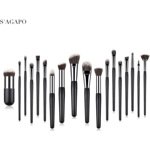 S'AGAPO 18pcs Makeup Brushes Set Tools for Eye Shadow Blending Eyeliner Foundation Blush Concealer Cosmetics Beauty Makeup tools