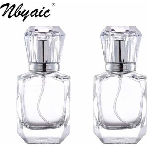 Nbyaic Perfume dispensing bottle 30ml portable silver polygonal glass perfume bottle spray bottle empty bottle 1pcs