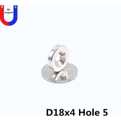 30/100/500pcs 18x4-5 neodymium magnet 18x4 magnet With countersunk hole 5 rare earth NdFeB 18*4-5 mm round magnet permanent N45