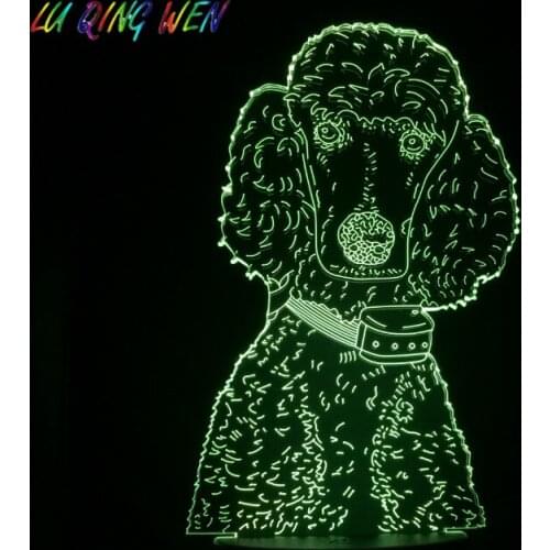 Poodle Dog Night Lamp 3d Illusion Baby Sleeping Nightlight Bedroom Decorative Light 7 Color Changing Led Night Light Teddy Dog