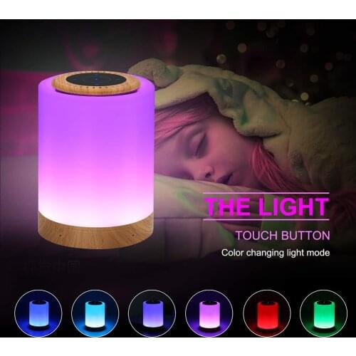 Wireless Cylinder Colorful Night Light Bluetooth-compatible Speaker Alarm Clock Bluetooth Speaker Bedside Night Light Home Decor
