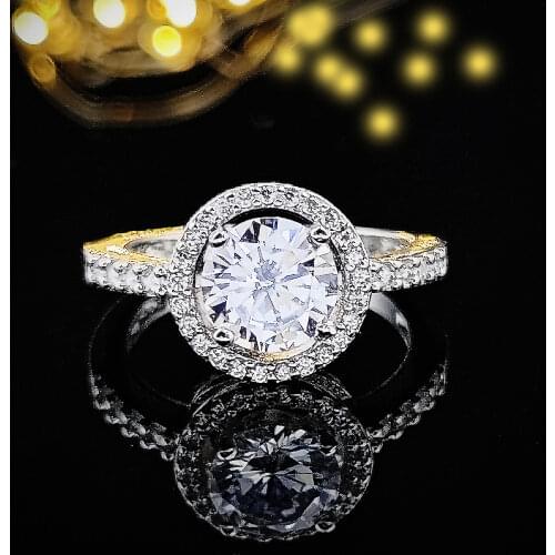 Solid Halo Ring yellow Pink for Women Wedding Engagement zironia finger gifts classic Wholesale Jewelry R210