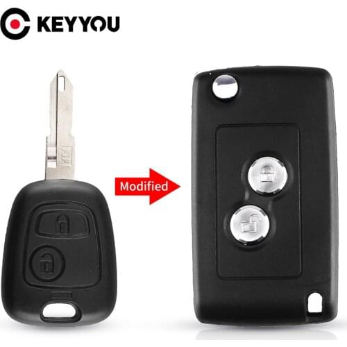 KEYYOU Modified 2 Buttons Filp Car Remote Key Case Shell Cover Fob Cover For Citroen C2 C3 Xsara Picasso For Peugeot 206 306 406