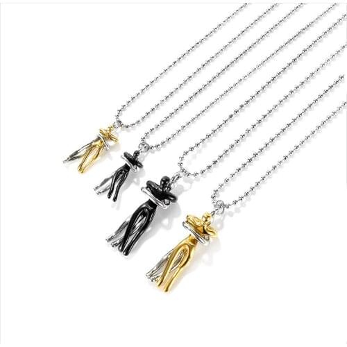Stainless Steel Minimalism Embrace Men Women Lovers Pendant Necklace Fashion Delicate Big Small Size Jewelry Gift For Him