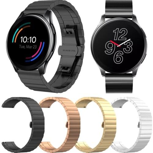 Metal Butterfly Buckle Band For Oneplus Smart Watch Strap Stainless Steel Watchband Bracelet Wristband Replace Accessorie