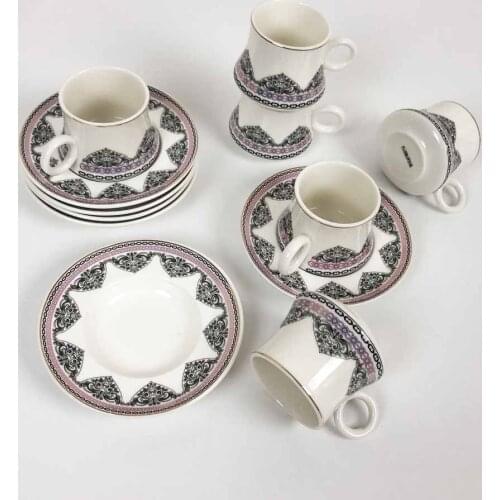 Luxury Turkish 6 Person Coffee Cup Set Espresso Cups With Circles Black Tea Coffee Home Decor Creative Gifts
