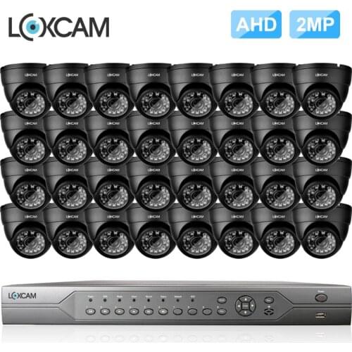 LOXCAM h.265+ 32CH 5MP DVR kit 32Pcs 2MP AHD CCTV System IP66 Metal waterproof in/outdoor Security Camera video Surveillance kit