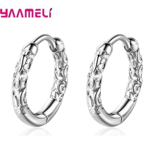Special Sale Round Loop Woman Man Hoop Earrings Fine 925 Sterling Silver Chinese Vintage Carving Design Ear Brincos Pendientes