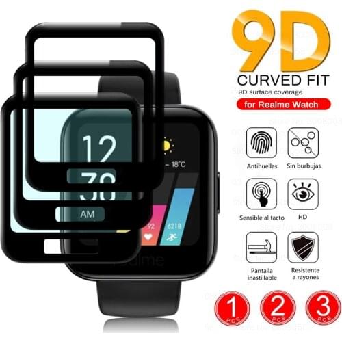 1-3PCS 9D Curved Clear Soft Fiber Protective Glass For Realme Realmi Watch 1 Full Screen Protectors Film Smartwatch Accessories