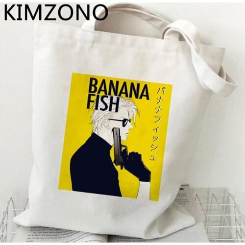 Banana Fish shopping bag grocery shopper handbag reusable jute bag bolso bag tote reusable bolsas ecologicas woven cabas