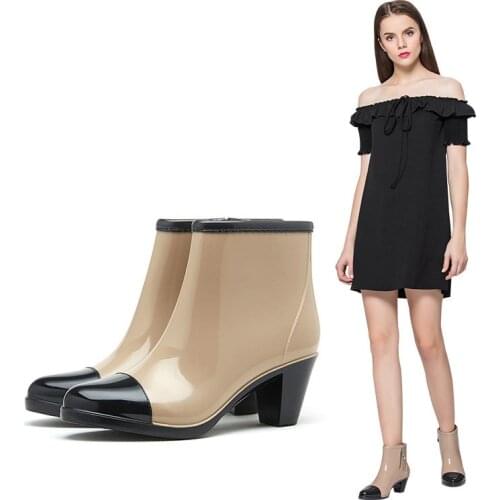 Lightweight Non-slip Thick with Female Boots High-heeled Rain Boots Ladies Rubber Rain Boots 2021 Fashion Waterproof Rain Boots
