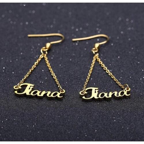 Stainless Steel Custom Name Drop Earrings For Women Personalized Any Letters Chain Eardrop Handmade Jewelry Birthday Party Gift