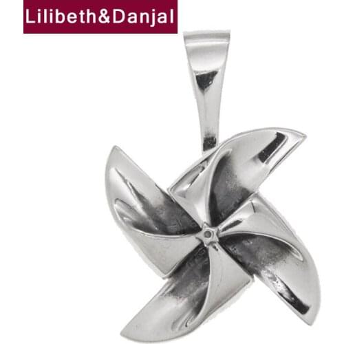 Creativity Rotatable Windmill Necklace Pendant Real 925 Sterling Silver Fashion Fine Jewelry Women Men 2021 Free Shipping P27