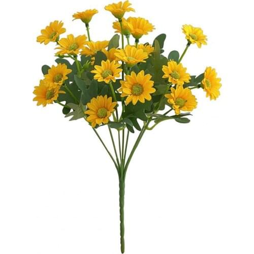 1 Bouquet Artificial Flower Unwithered Widely Applied Multi-color 7 Branches Faux Silk Simulation Flower for Garden