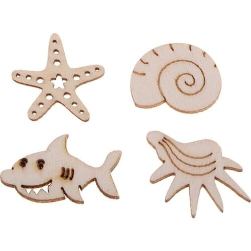 100pcs Wooden Animal Embellishments Craft Unfinished Wooden Hanging Pendent Ornament
