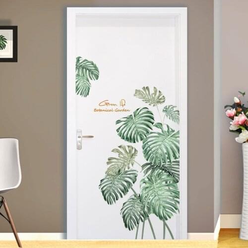 2PC DIY Tropical Beach Leaves Wall Sticker for door Modern Art Decal Vinyl Mural Wall Stickers For Kids Rooms Home Decor 60*45cm