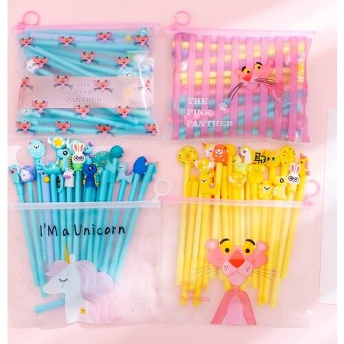 20pcs Pencil Case Cartoon Unicorn Gel Pen Writting Pens Canetas Material Escolar Kawaii Staitonery Paperlaria School Supplies