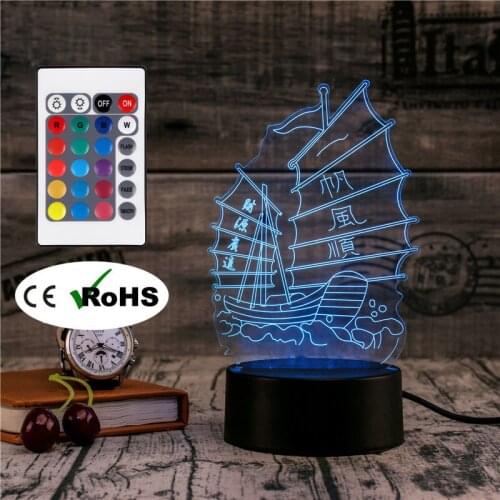 3D Led Novety Lighting Creative Gift Night Light Table Lamp Sailboat Bedside Led Home Corridor Hotel Party Atmosphere Lights