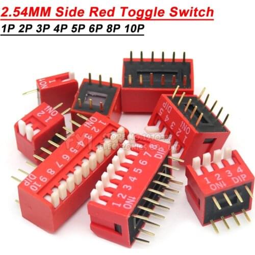 5PCS 1P 2P 3P 4P 5P 6P 8P 10P Bit Slide Type Lateral Switch Module igmopnrq 2.54mm DIP Red Toggle Switch Snap Switch
