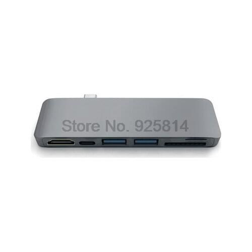 By dhl or ems 50pcs USB-C Aluminum 4K USB C Hub HDMI Type C Hub 3.0 Splitter Adapter TF Micro SD Card Reader for Macbook pro