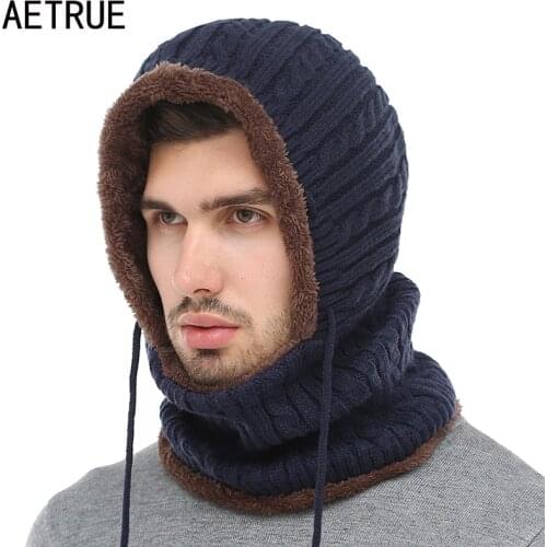 AETRUE Winter Knitted Hat Beanie Men Beany Skullies Beanies Winter Hats For Women Men Caps Gorras Bonnet Mask Brand Hats 2019