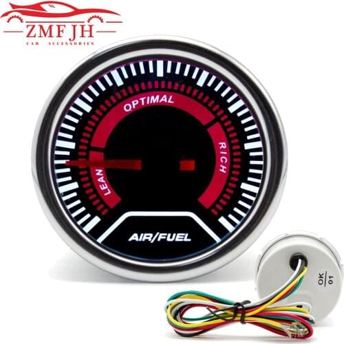 52MM Car Smoke Tint Lens Air Fuel Ratio Gauge 12 V Smoke Lens White LED Light Air Fuel Ratio Meter Car Truck Meter Red Pointer