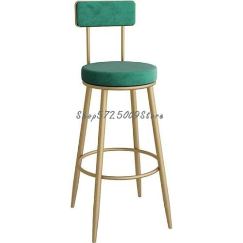Bar Chair Light Luxury High Stool Iron Family Back Chair Modern High Stool Simple Italian Leather Bar Chair