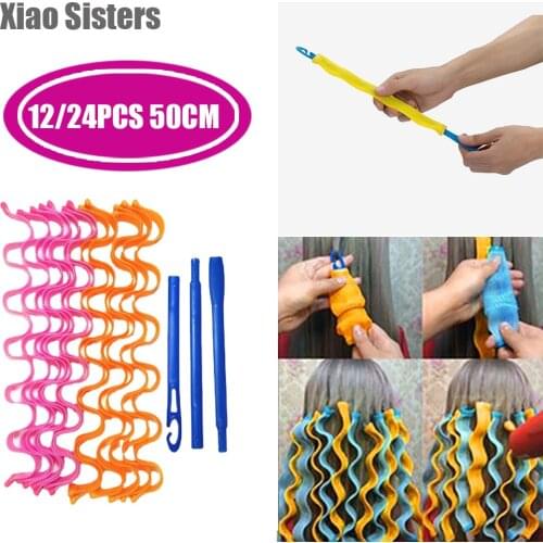 12/24PCS 50cm DIY Magic Hair Curler Portable Hairstyle Roller Sticks Beauty Makeup Curling Rollers Hair Styling Tools Women