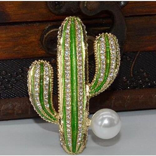Plants flowers cactus pins pearl atmosphere brooches accessories wholesale