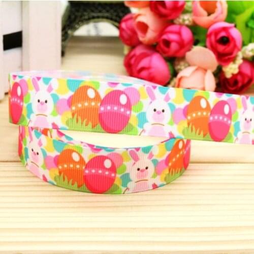 DHK 7/8'' 5yards easter printed grosgrain ribbon headwear hair bow diy party decoration OEM Wholesale 22mm C968