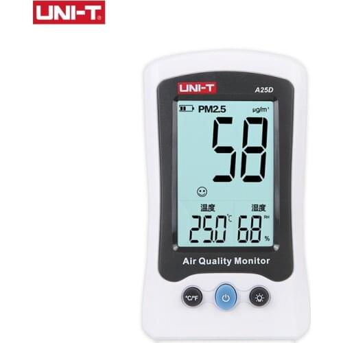 UNI-T A25D PM2.5 Testers Air Quality Measurement Meters Detector Auto Range Overload Indication Gas Temperature Humidity Monitor